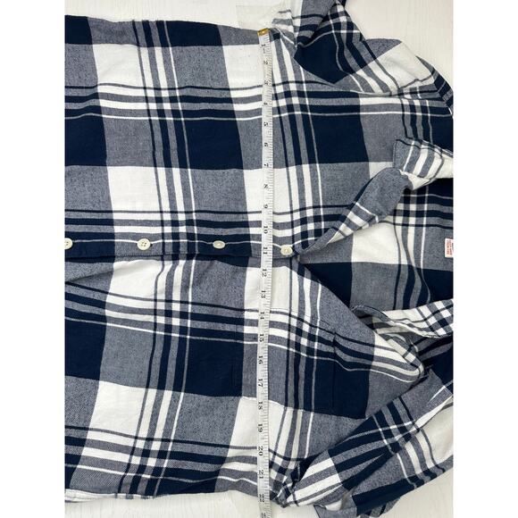 J. Crew Button Up Shirt Plaid Blue White Long Sleeve Casual Gorpcore Size L - Picture 7 of 9